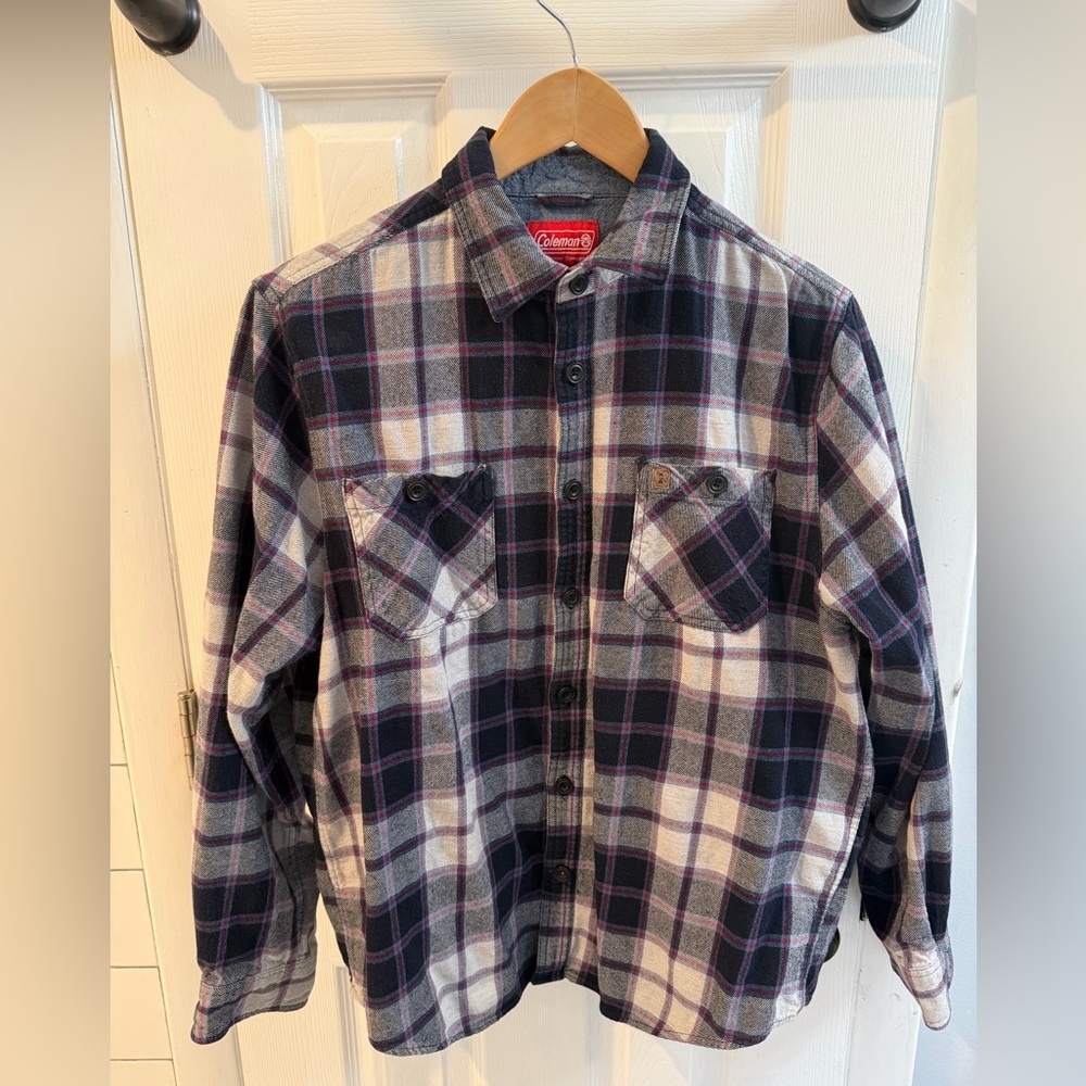 Coleman Men's Checkered Button-Up Shirt - Black, White, and Purple